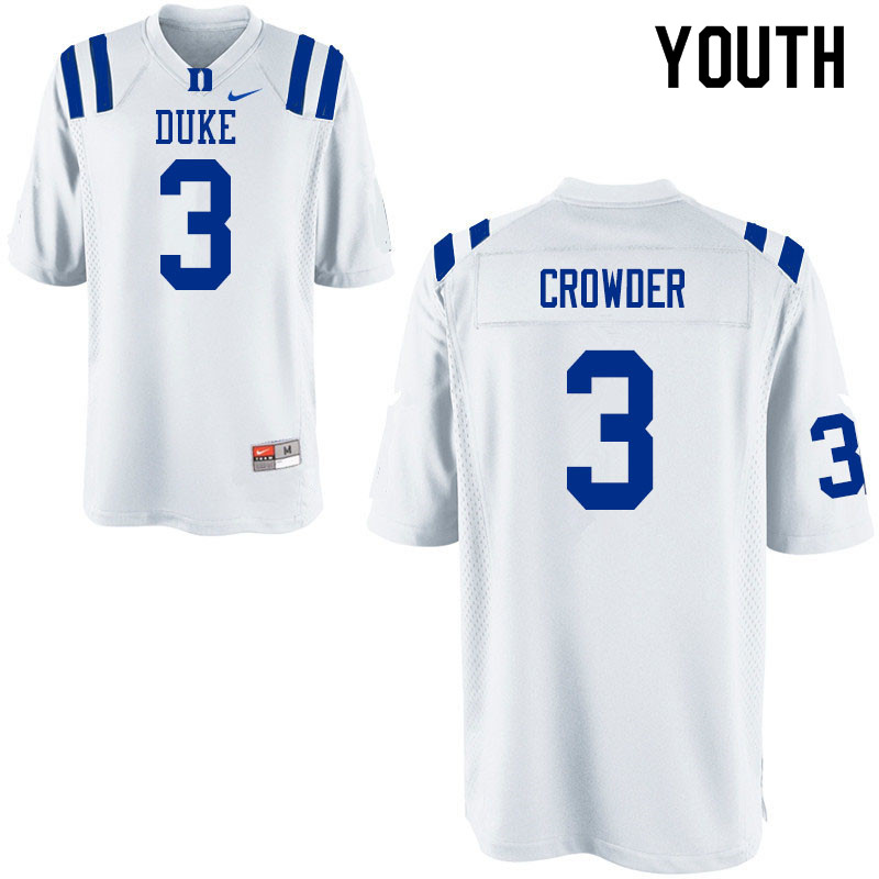 Youth #3 Jamison Crowder Duke Blue Devils College Football Jerseys Sale-White